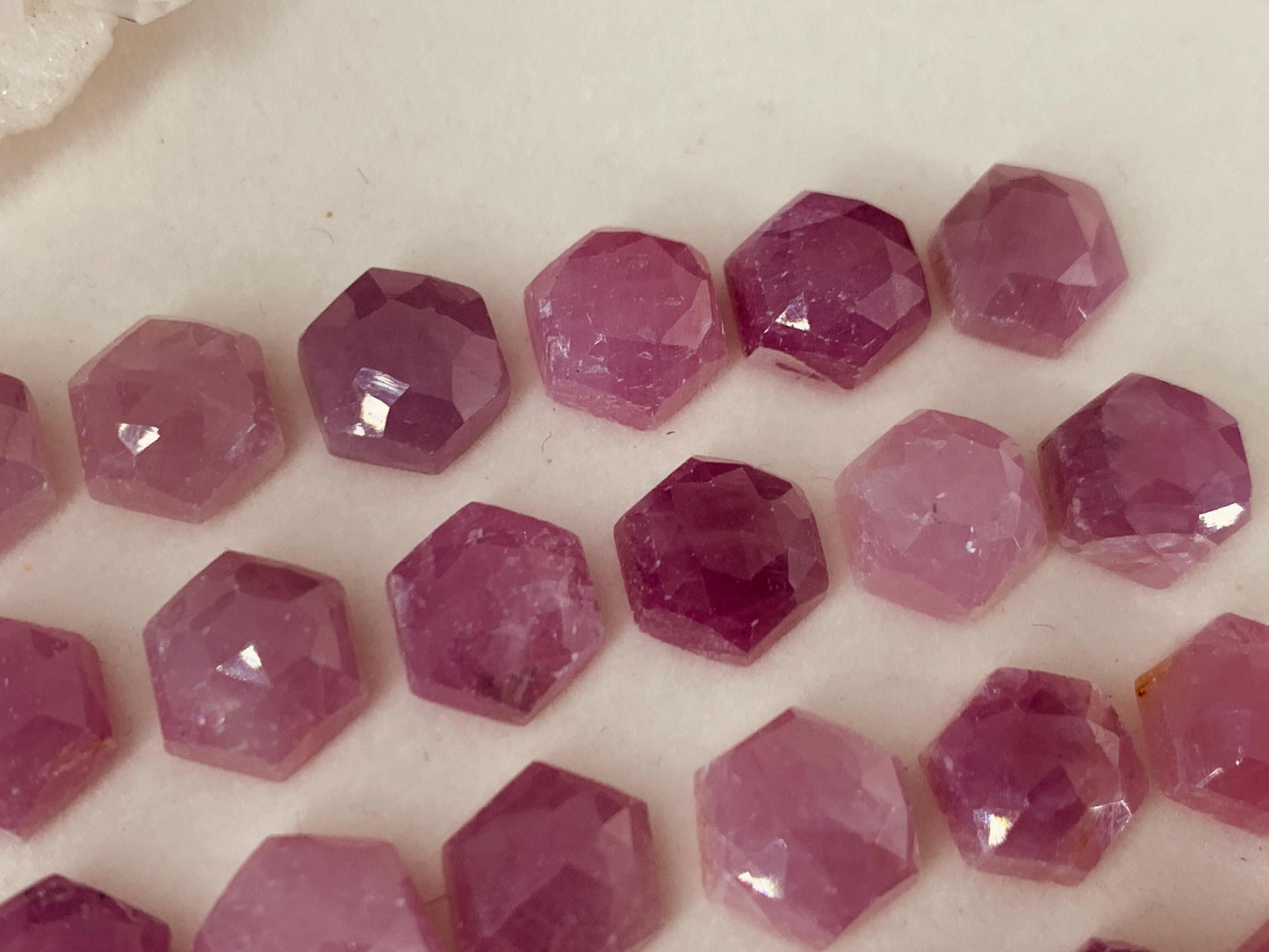 Discounted Faceted Pink Sapphire hexagon 8x9mm cabochon
