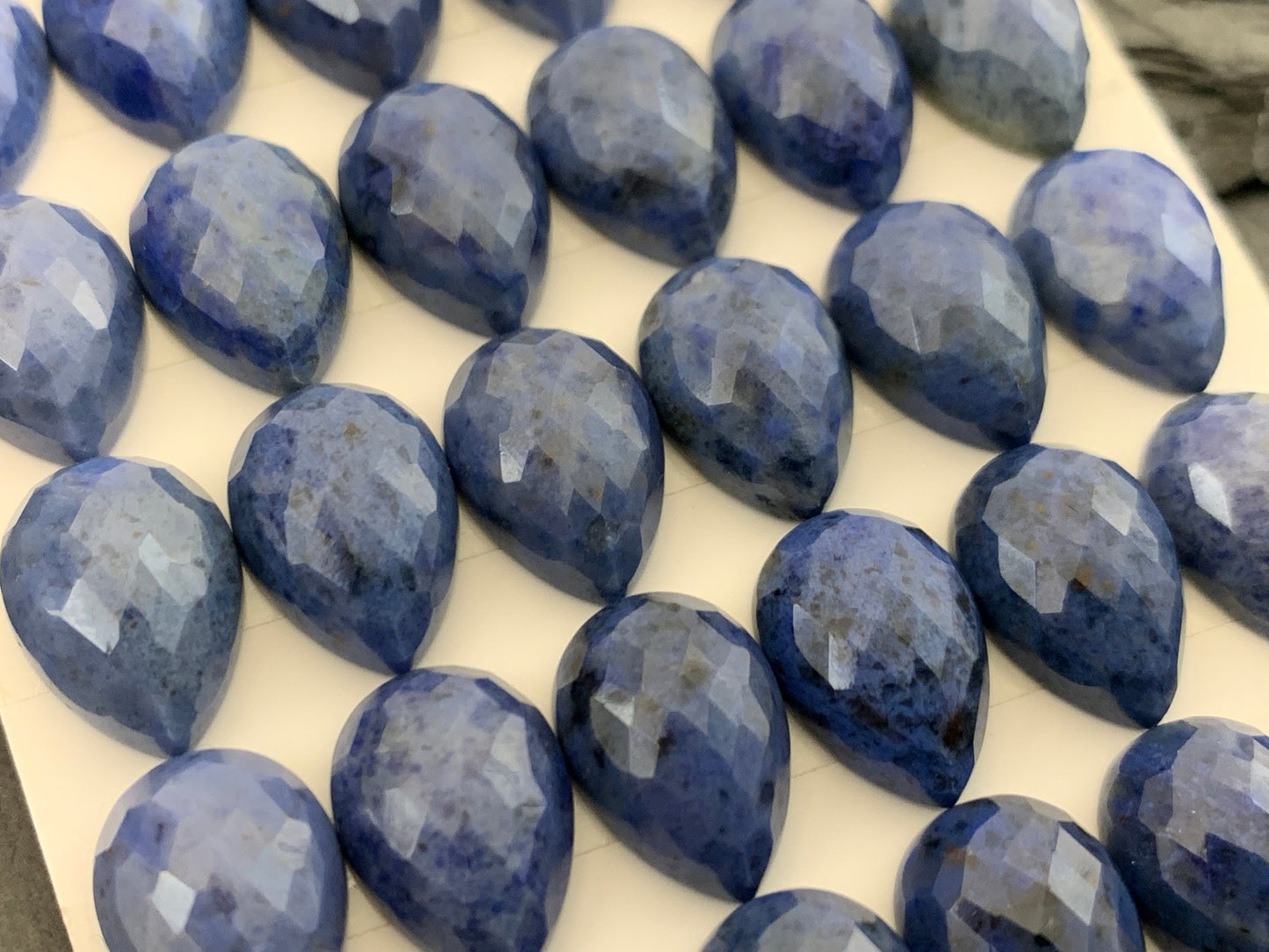 Faceted Dumortierite pear 10x14mm Cabochon - Calibrated Cabochons