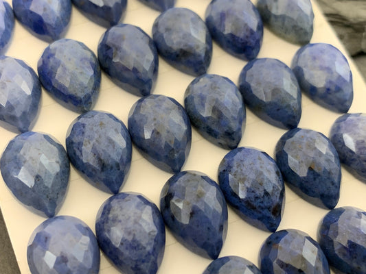 Faceted Dumortierite pear 10x14mm Cabochon - Calibrated Cabochons