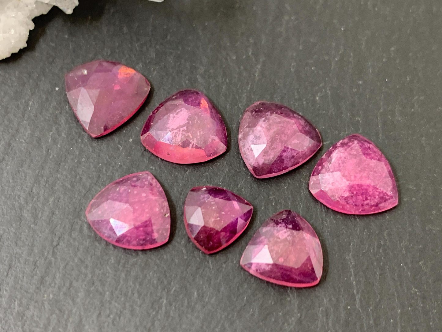 Faceted Thailand pink Sapphire triangle 7-10mm mm cabochon.