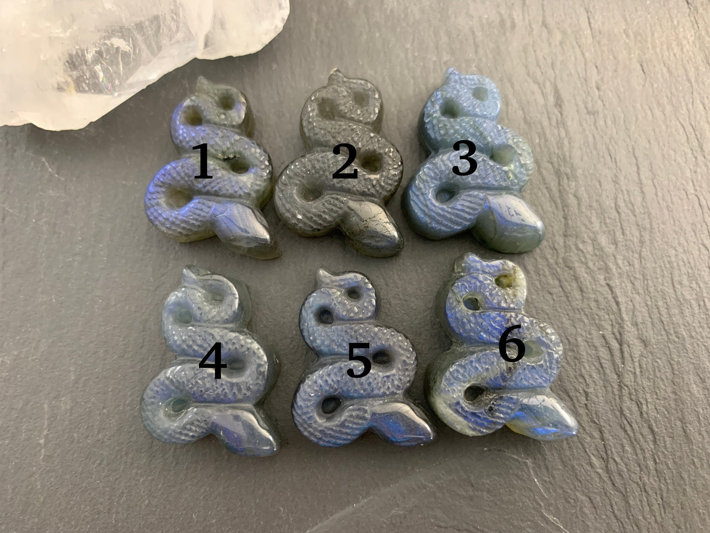 Labradorite snake cabochon - Snake carving