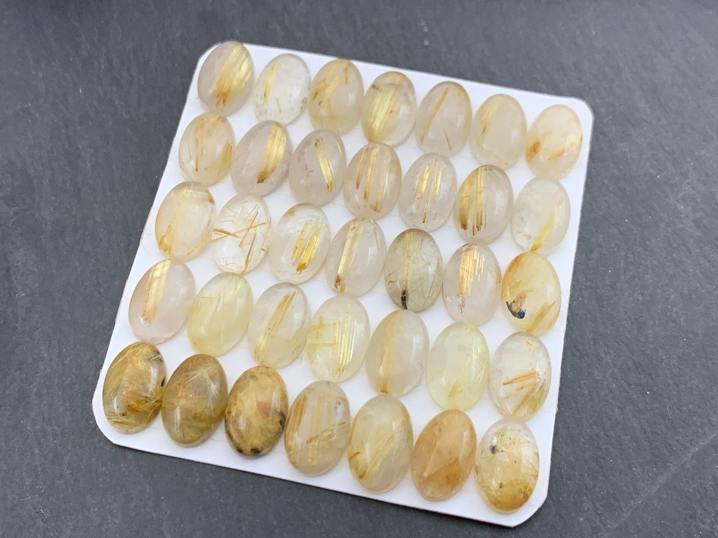 Gold Rutilated Quartz oval 8x12mm cabochon - Calibrated cabochons
