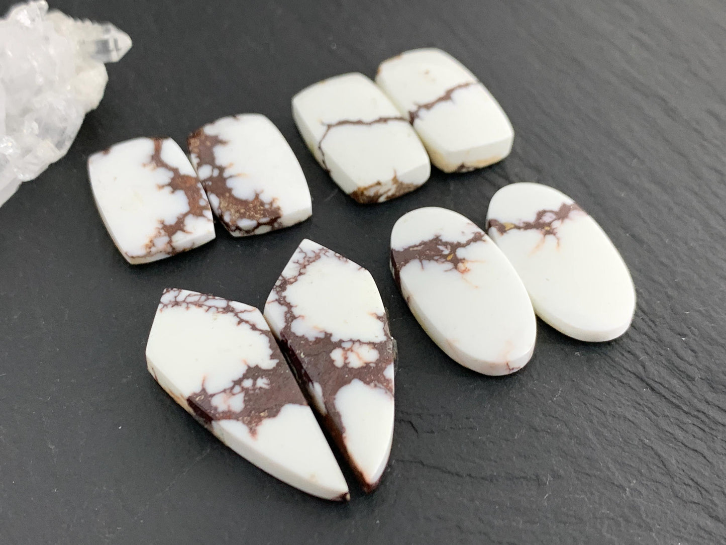Wild Horse Jasper 18-31mm long cabochon pair