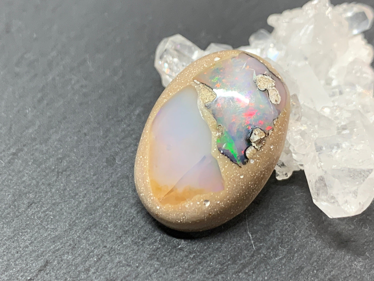Ethiopian Opal Cabochon – Stabilized Welo Opal with Bright Play of Color - 19x26x8mm