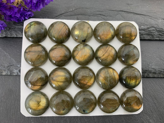 Labradorite round 15mm cabochon - Calibrated cabochons