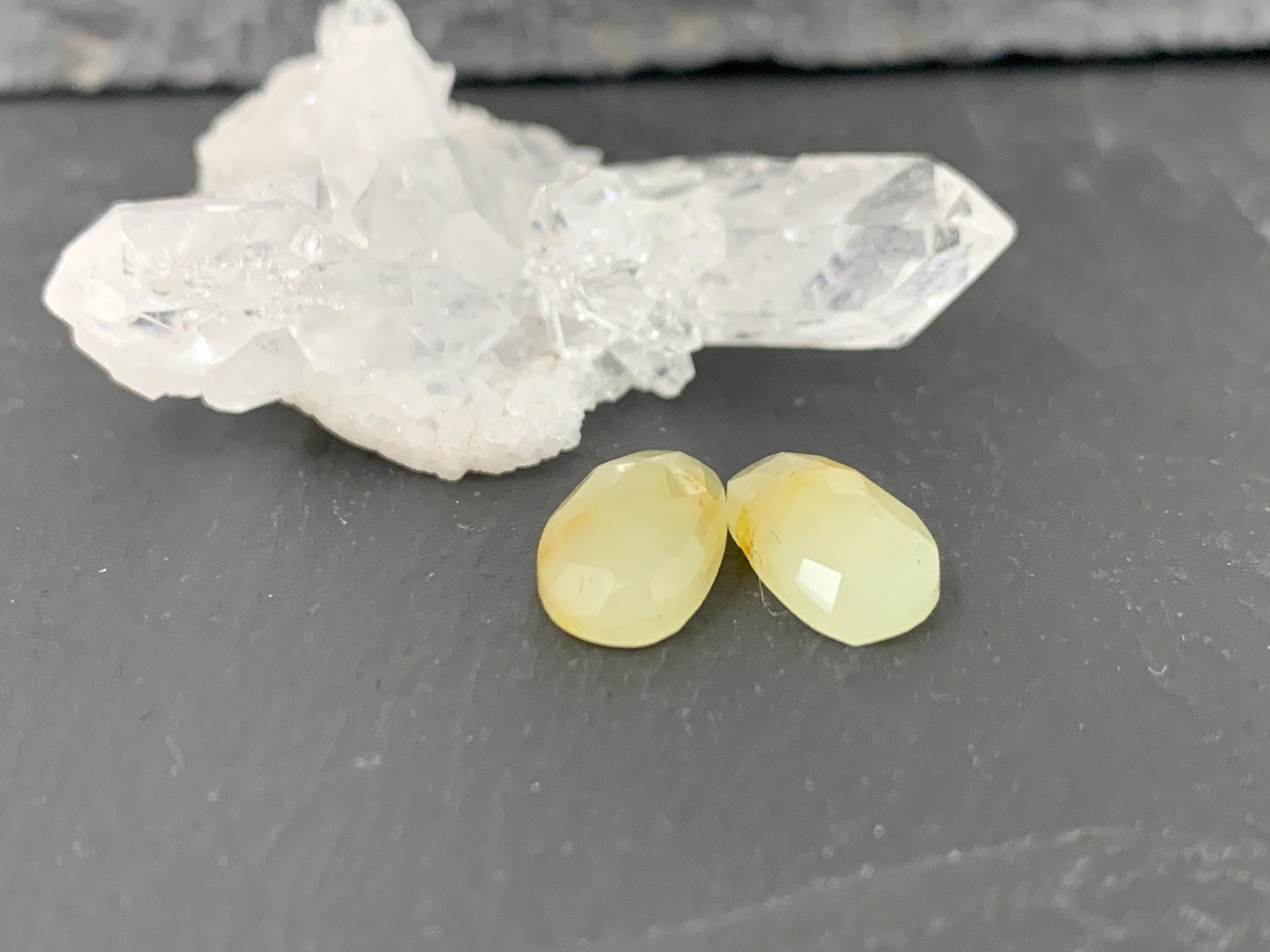 Faceted Yellow Sapphire pair 7x13x3.5mm cabochon