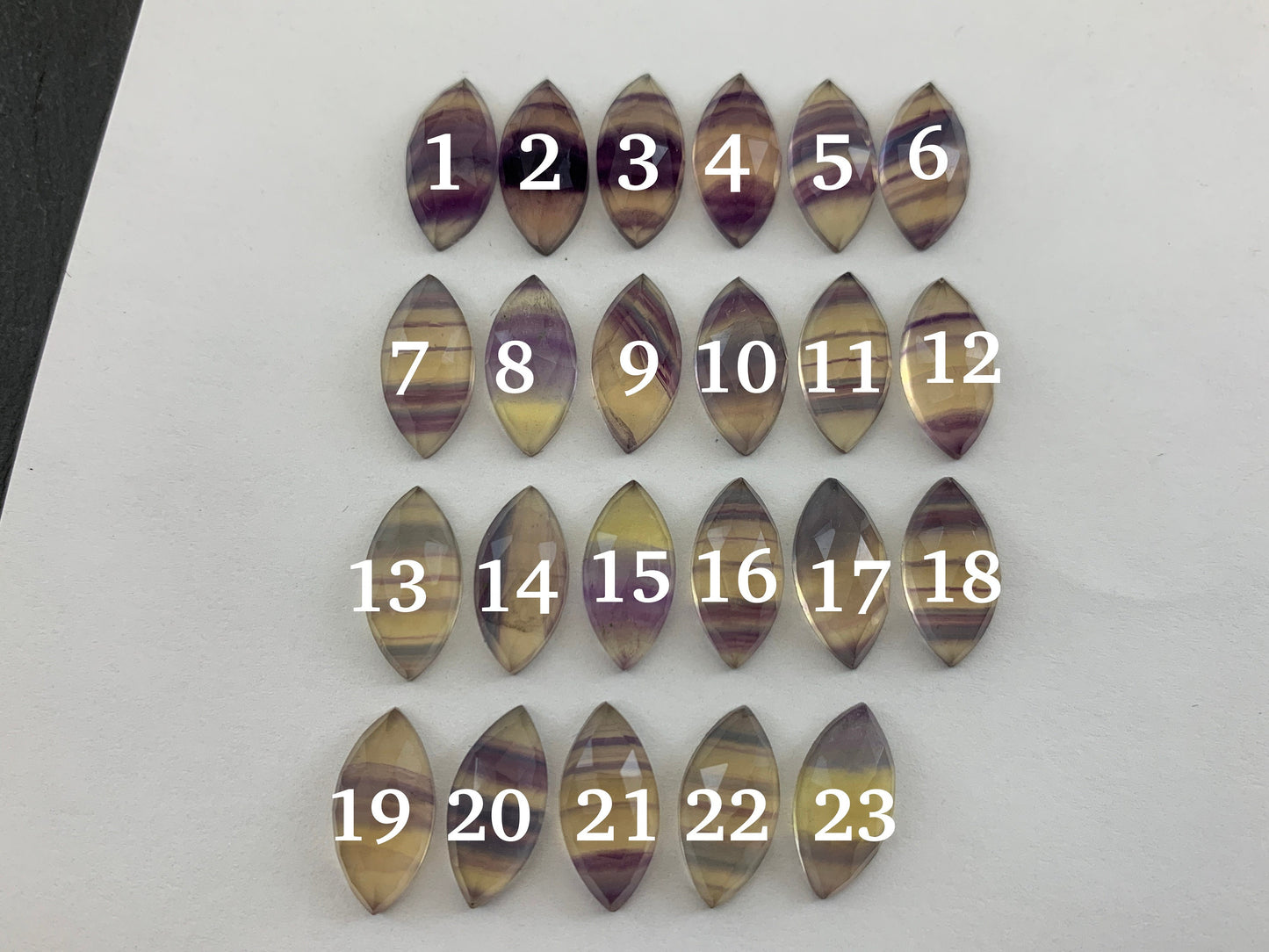 Faceted Fluorite marquise  8x15mm cabochon- Select your cabochon
