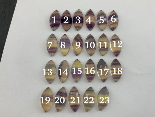 Faceted Fluorite marquise  8x15mm cabochon- Select your cabochon