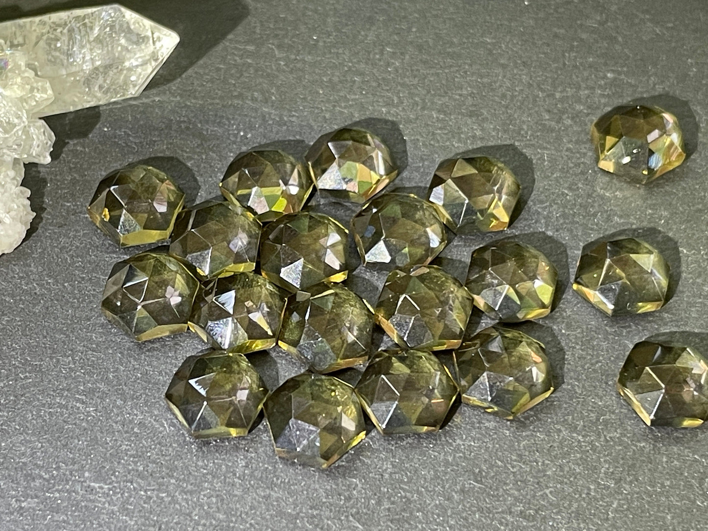 Faceted color changing Alexandrite hexagon 8mm cabochon - Cabochons are calibrated