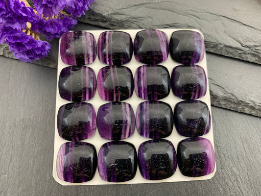 Purple Fluorite Square Cabochon: Calibrated Natural Gemstone (18mm)