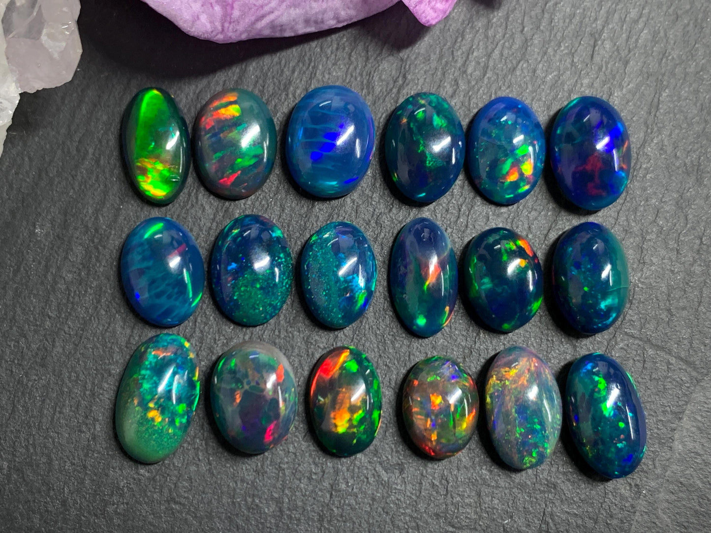 Natural Ethiopian Black Opal 11-12mm long cabochon/ Select your cabochon