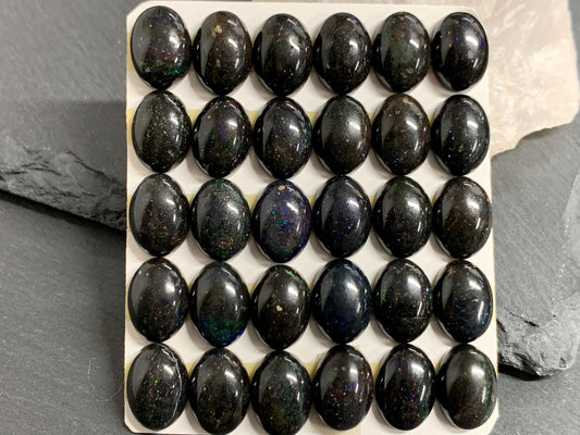 Black Andamooka Opal oval 10x14mm cabochon - Calibrated cabochons Andamooka Australia - Matrix Australian Opal