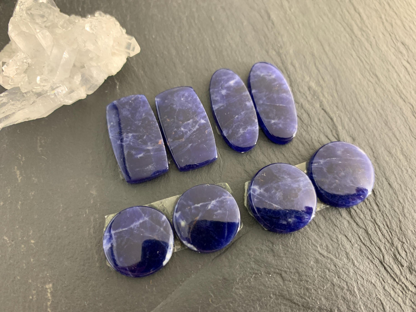 Natural Sodalite pair 15-24mm long cabochon