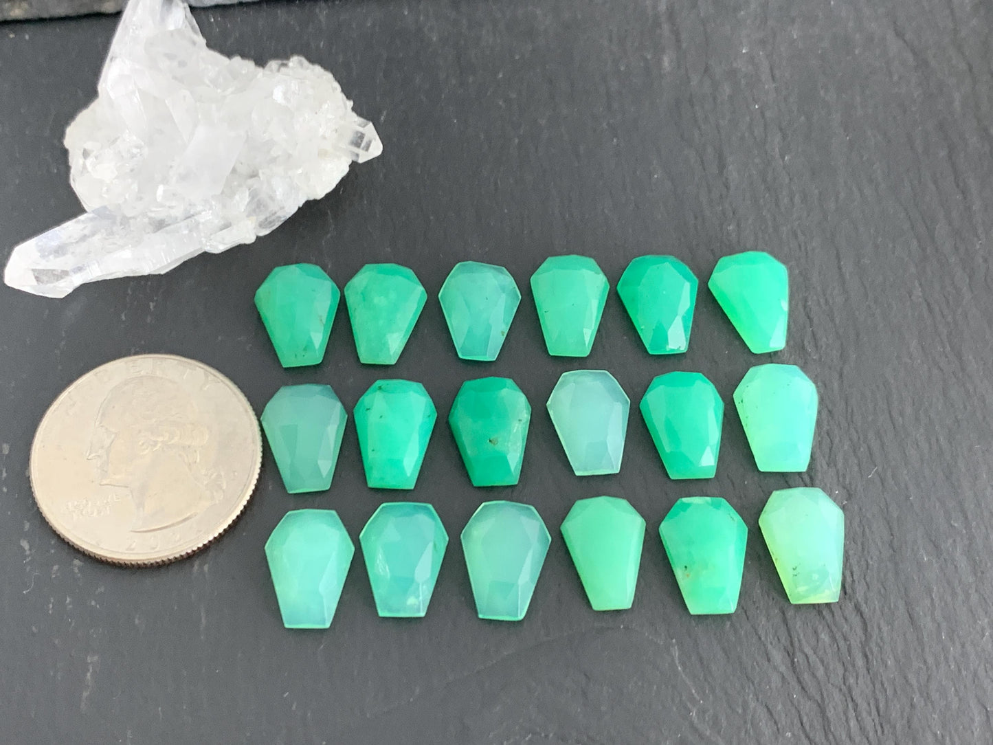 Faceted Chrysoprase Coffin 9x12mm cabochon - Select your cabochon
