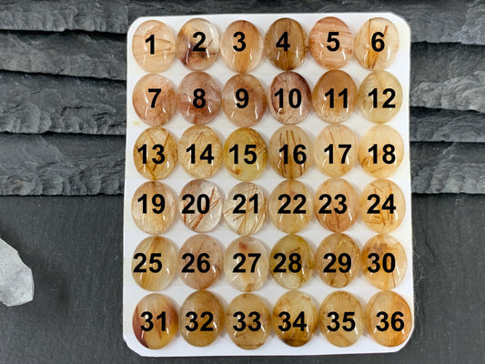 Rutilated Quartz oval 10x12mm cabochon - Calibrated cabochons