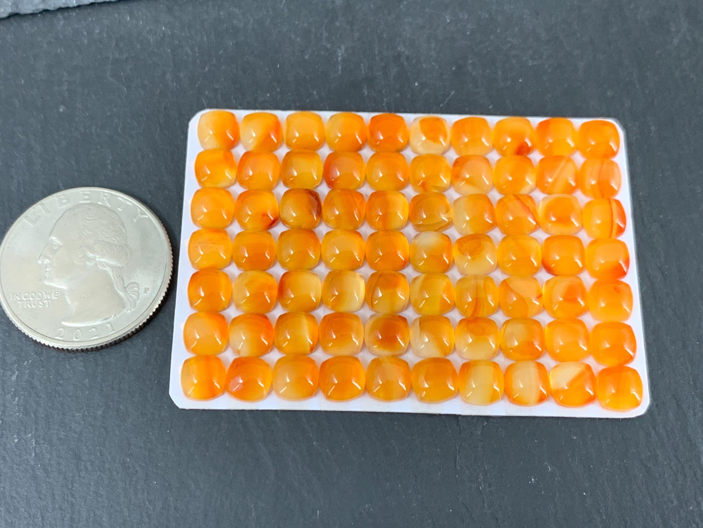 Carnelian square 6mm cabochon - Calibrated cabochons