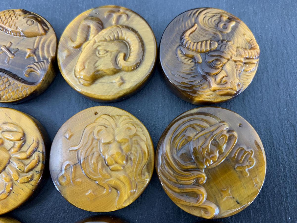 Tiger Eye Signs - Zodiac Constellations Carving *
