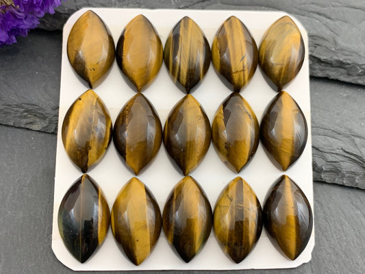 Tiger Eye marquise  12x20mm cabochon - Calibrated cabochons