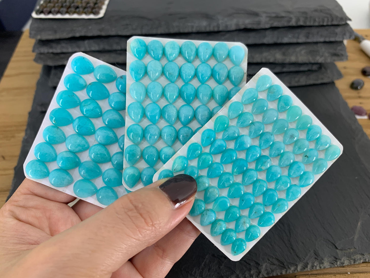 Amazonite pear 6x8mm, 7x9mm, 8x10mm cabochon - Calibrated cabochons