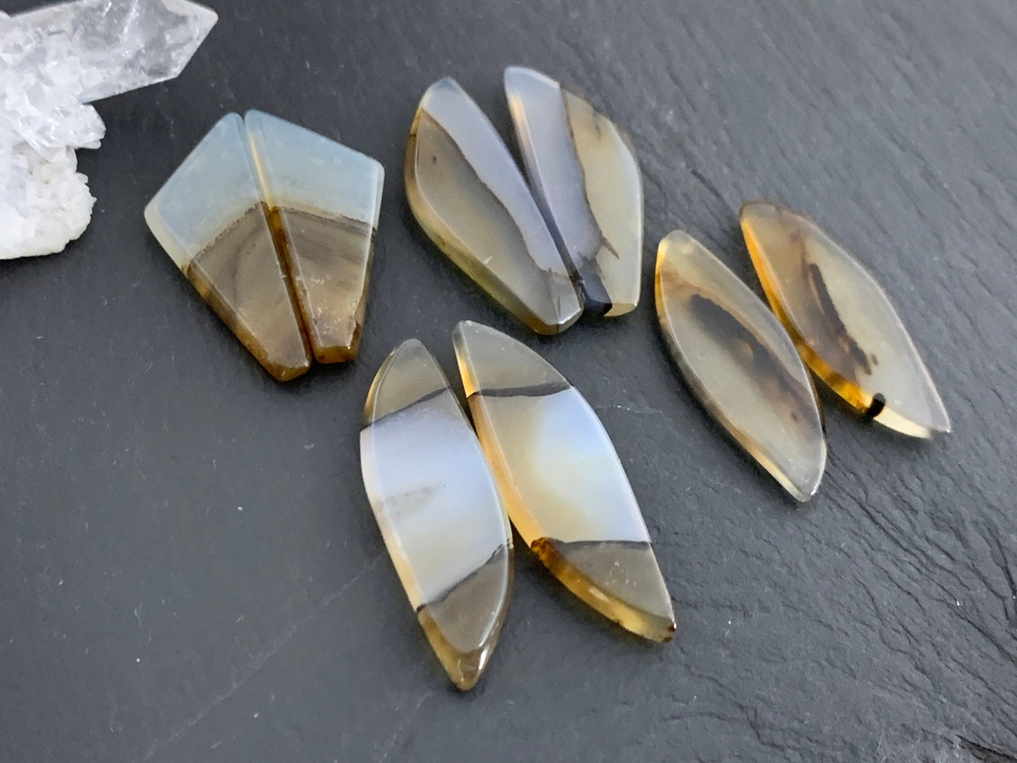 Montana Agate cabochon pair