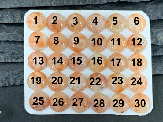 Sunstone round 12mm cabochon - Calibrated cabochons