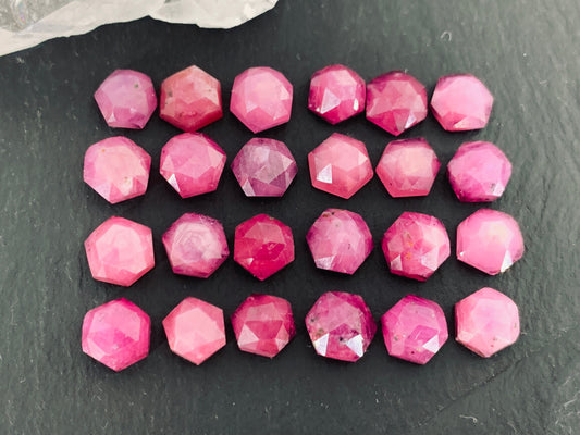 Faceted Pink Sapphire hexagon 6mm cabochon