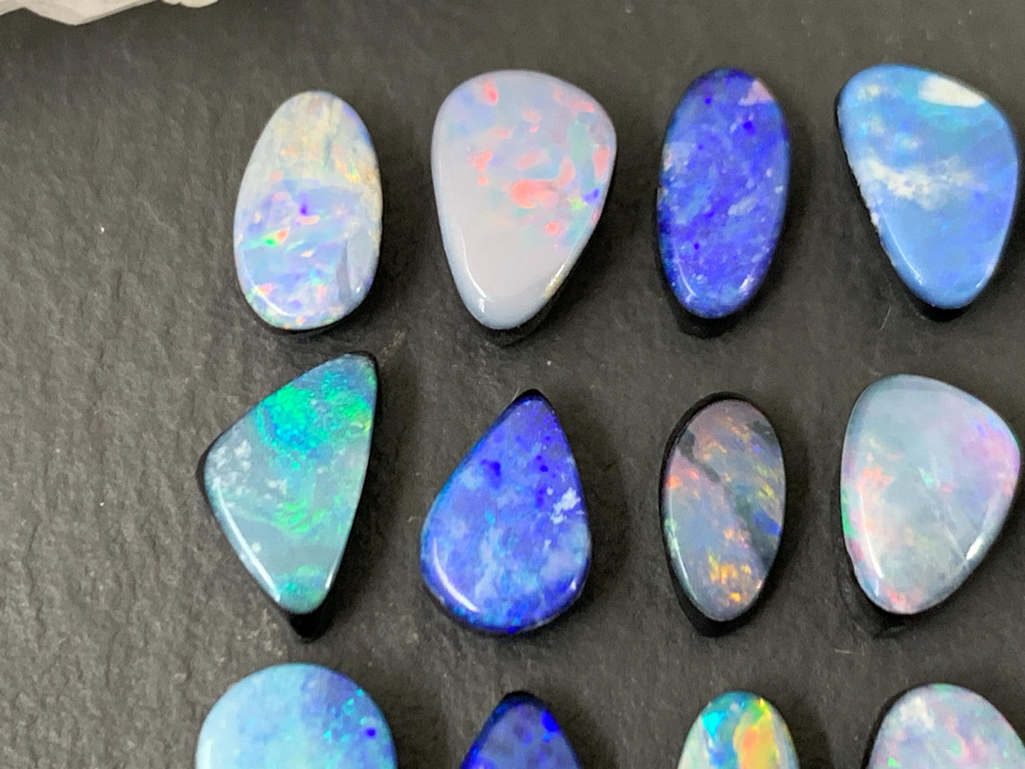 Australian Opal Doublet 6-8.5mm long cabochon - Select your piece