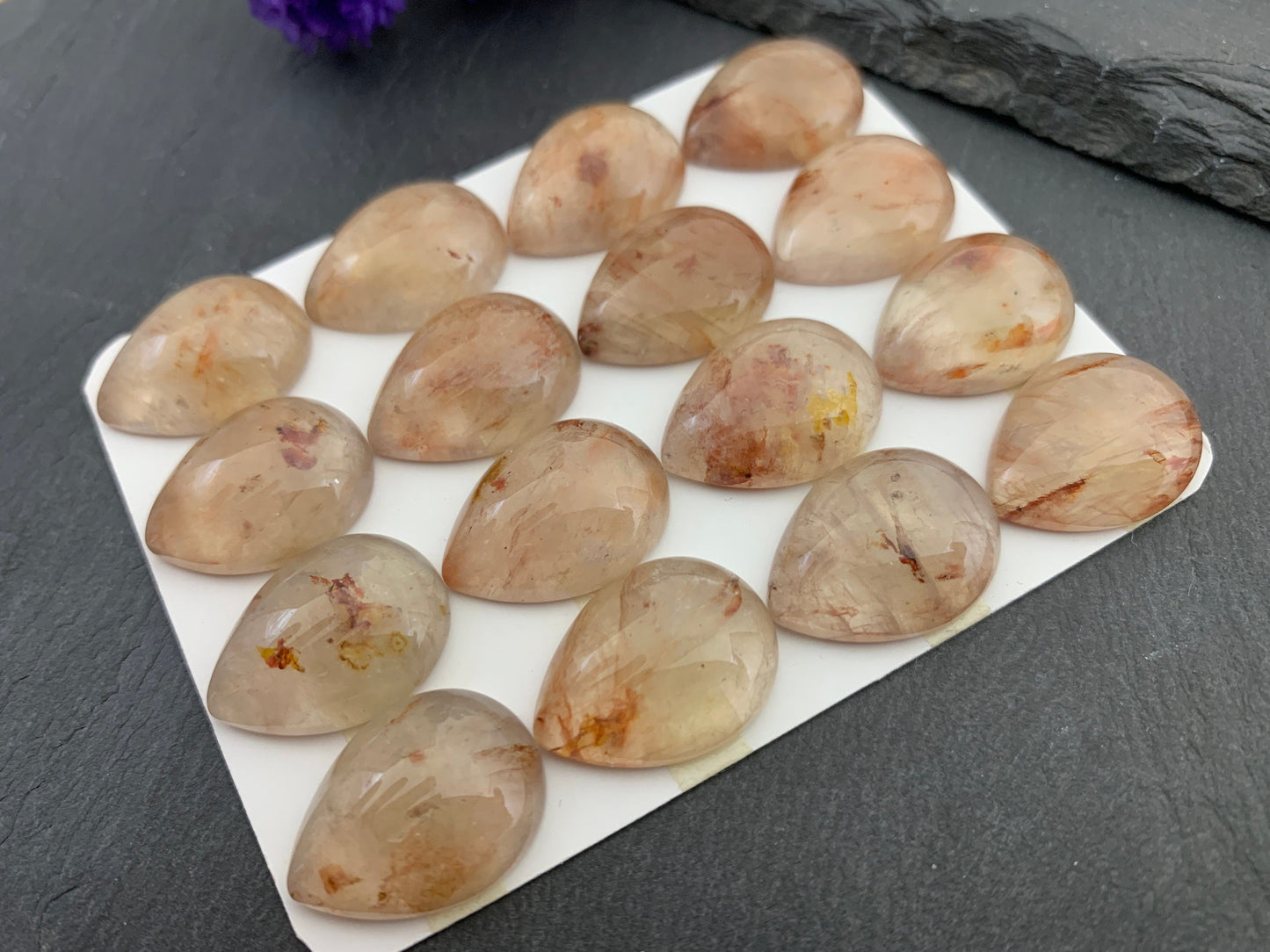 Blood Quartz pear 15x20mm cabochon - Calibrated cabochons