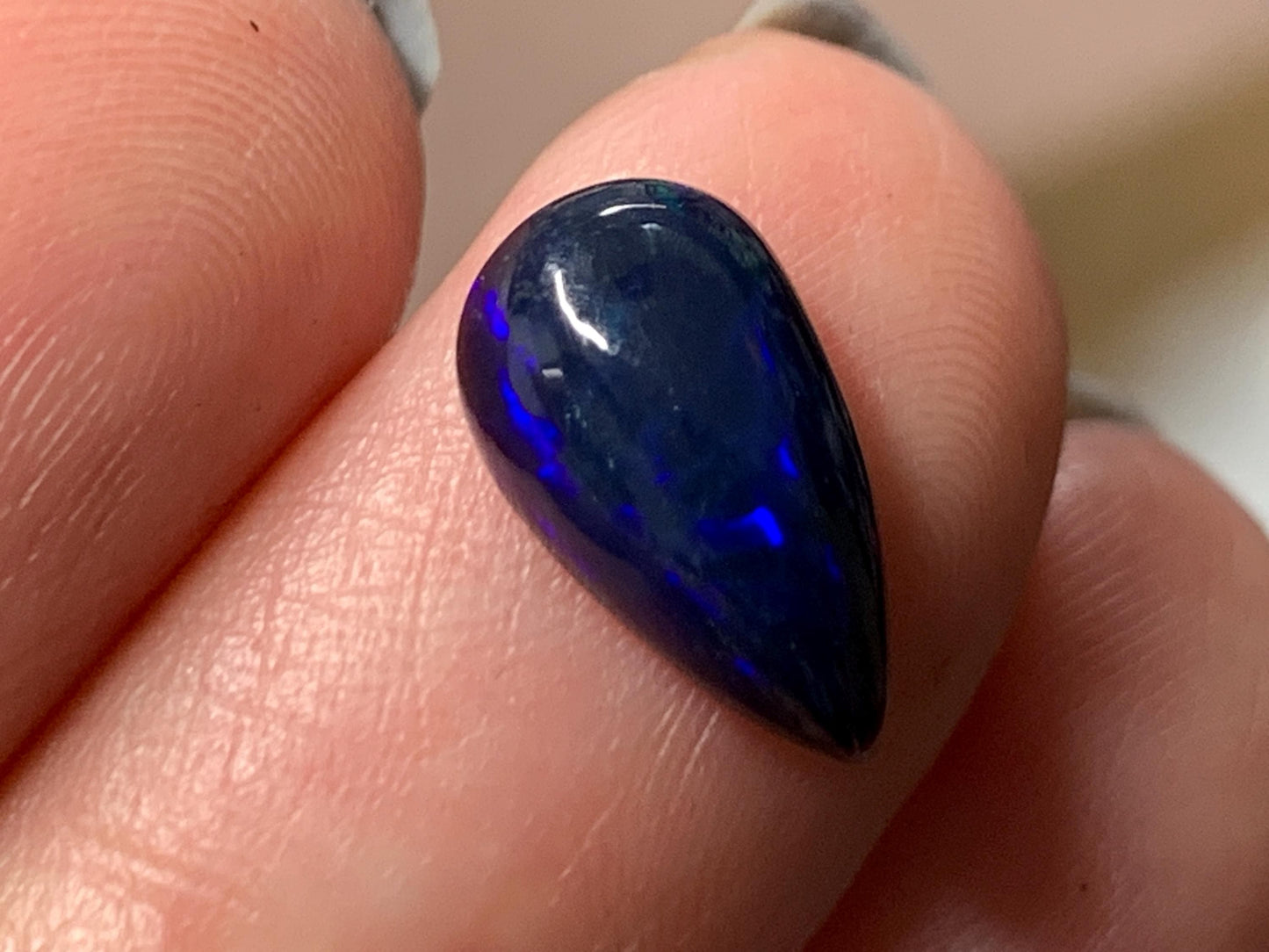 Natural Ethiopian Black Opal 7x12x4mm cabochon