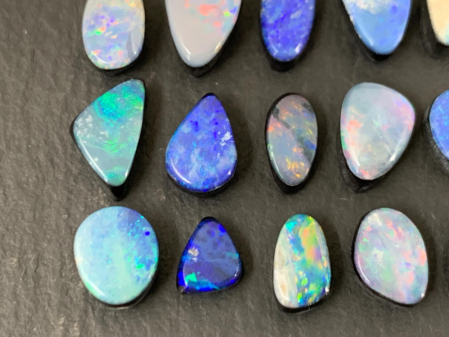 Australian Opal Doublet 6-8.5mm long cabochon - Select your piece