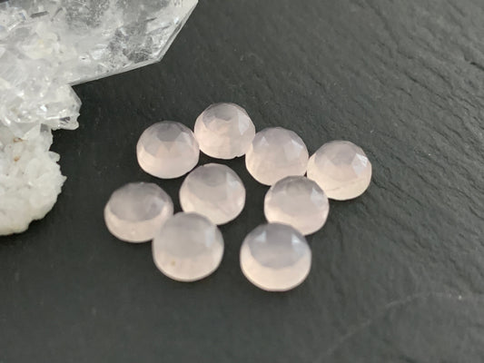 Faceted Rose Quartz round 6mm cabochon - Calibrated cabochons