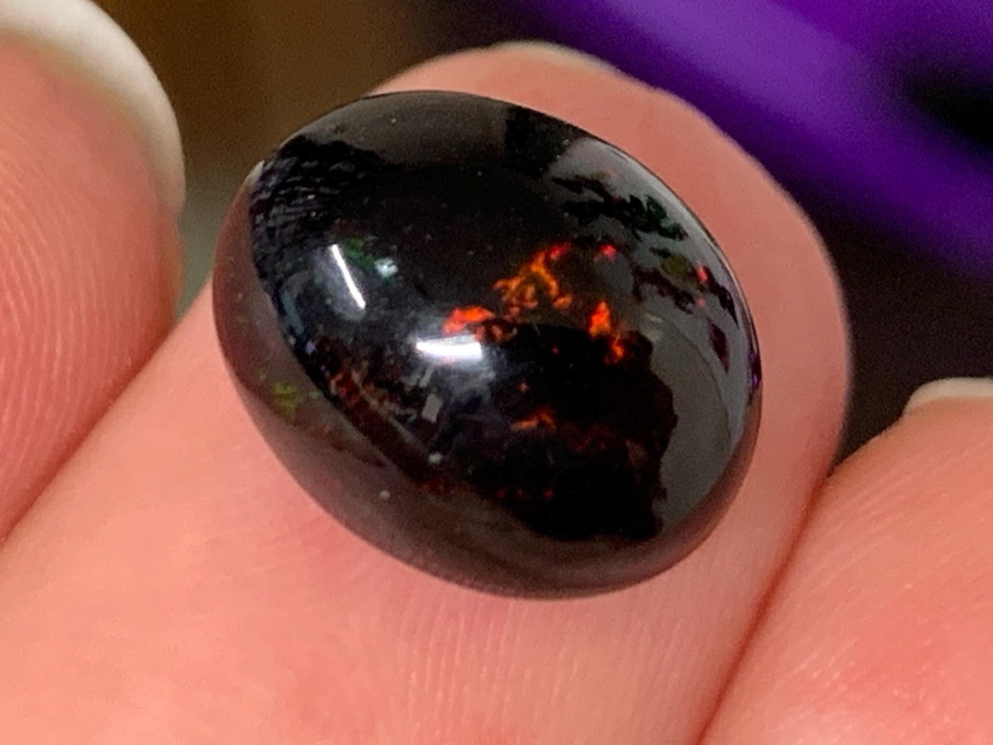 Natural Ethiopian Black Opal 9x12x7mm cabochon