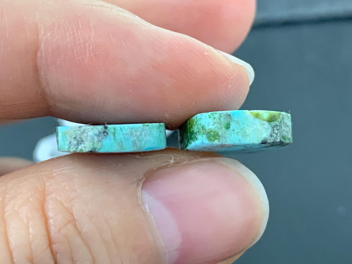 Tibetan Turquoise Pair 12.5mm Cabochon - Hand Cut Cabochon