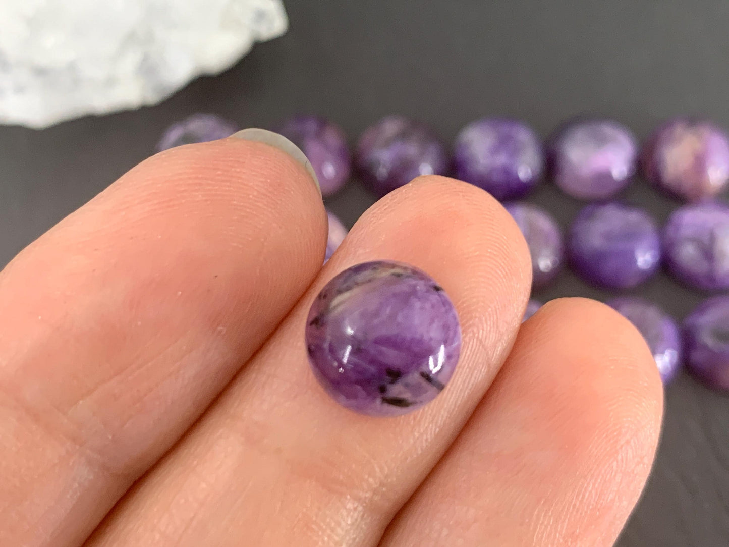 Round Charoite Cabochon 10mm - Calibrated cabochons