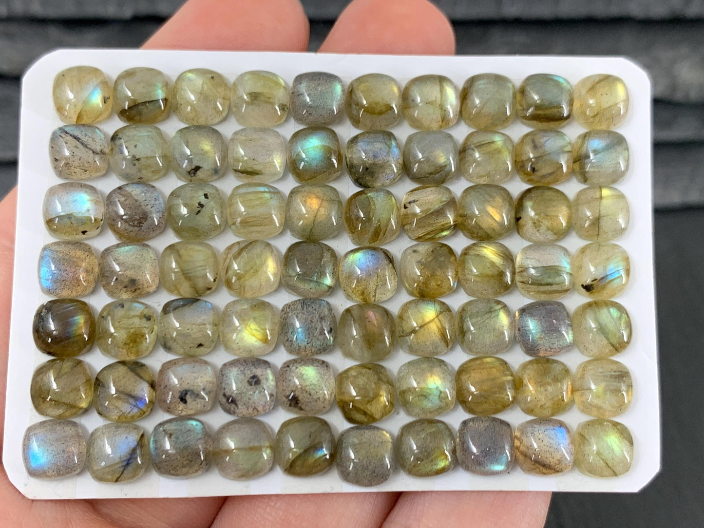 Labradorite Square Cushion 6mm Calibrated Cabochon - Natural Gemstone