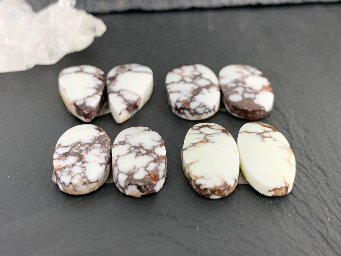 Wild Horse Jasper 19-22mm long cabochon pair