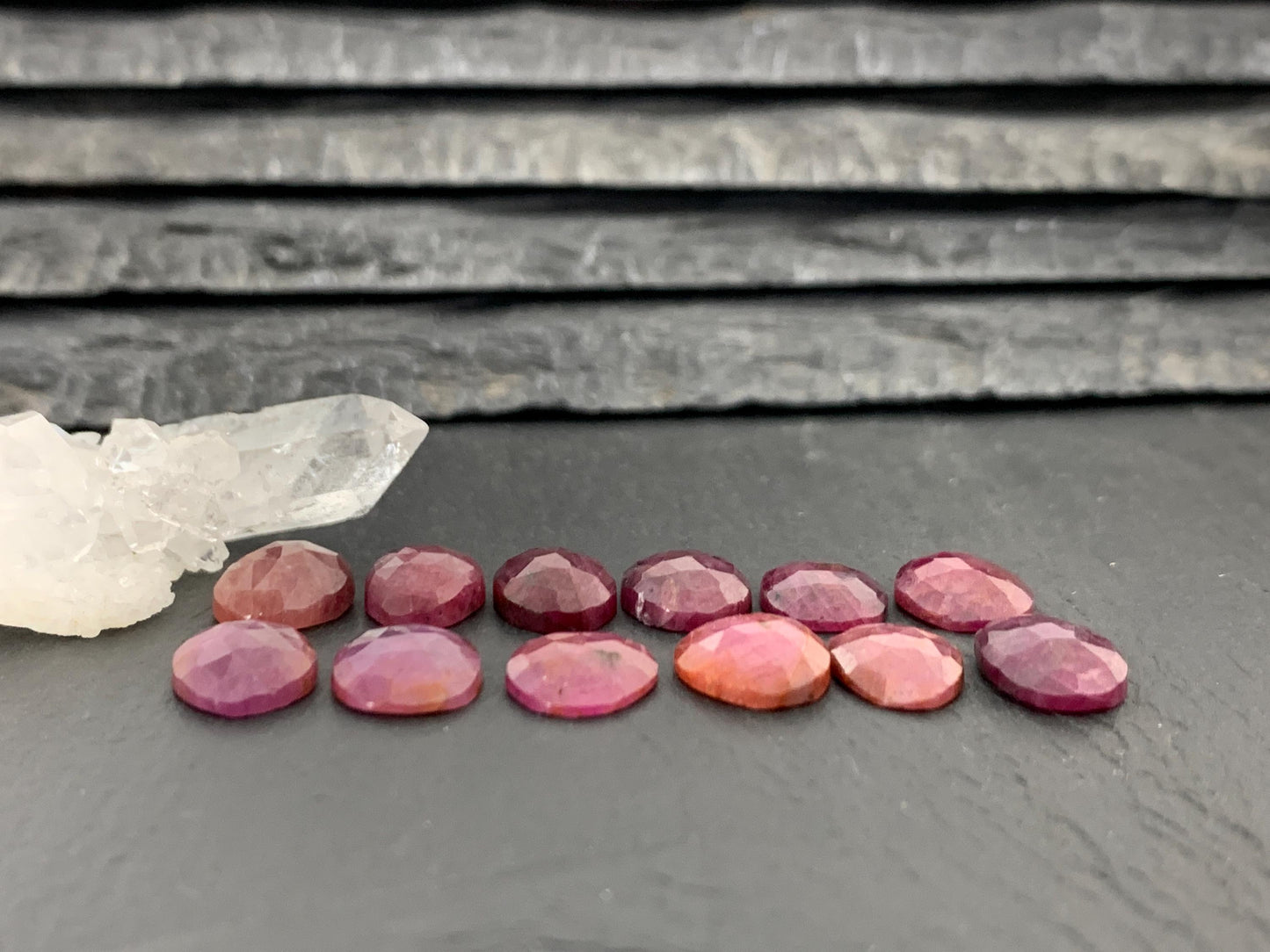 Faceted Ruby 10-12mm long Cabochon