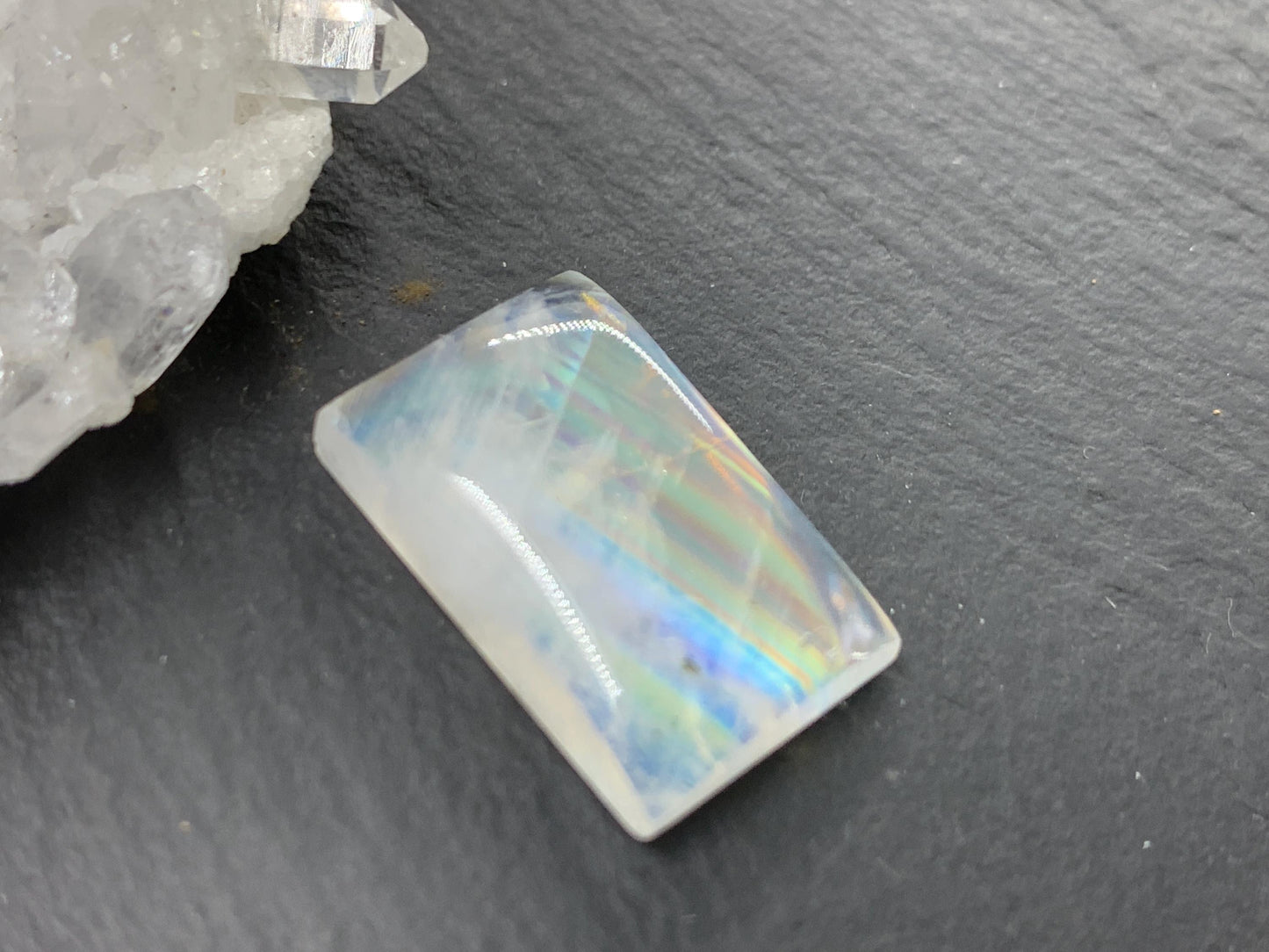 Rainbow Moonstone rectangle 19x12x5mm cabochon