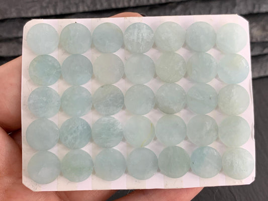 Flat Aquamarine round 10mm cabochon