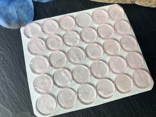 Flat Rose Quartz round 12mm cabochon - Calibrated cabochons