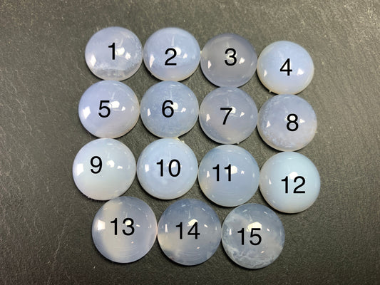 Blue Chalcedony round 15mm cabochon - Calibrated cabochons