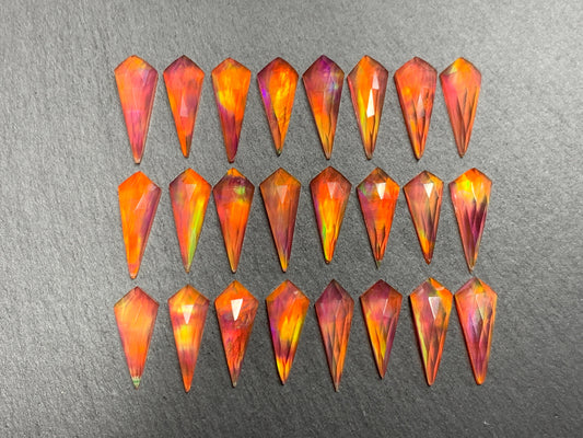Faceted  Aurora Opal kite 8x20mm cabochon - Doublet cabochons