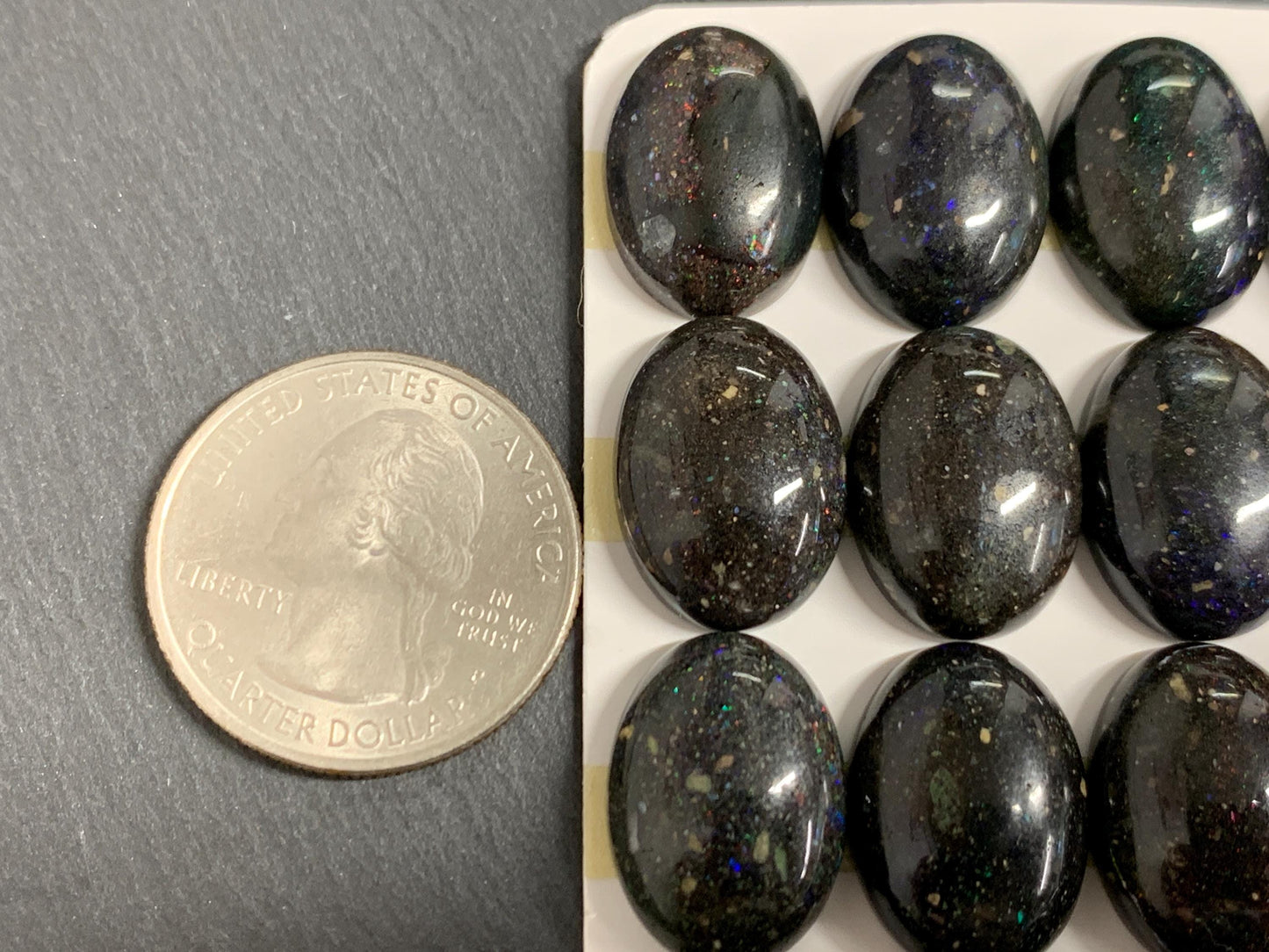 Black Andamooka Opal oval 13x18mm cabochon  - Matrix Australian Opal