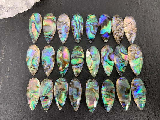 Faceted Abalone pear 8x20mm doublet cabochon