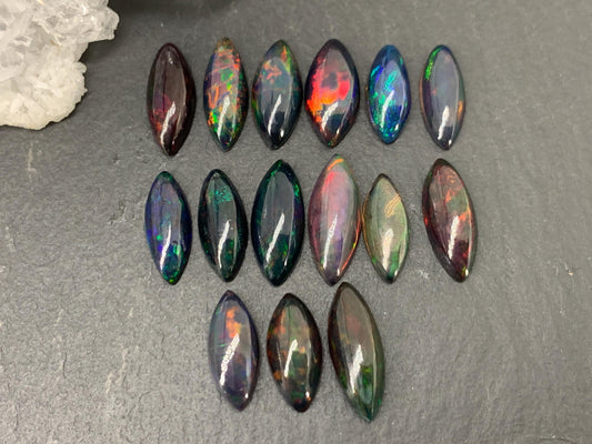 Natural Ethiopian Black Opal marquise 12-14mm long cabochon/ Select your cabochon