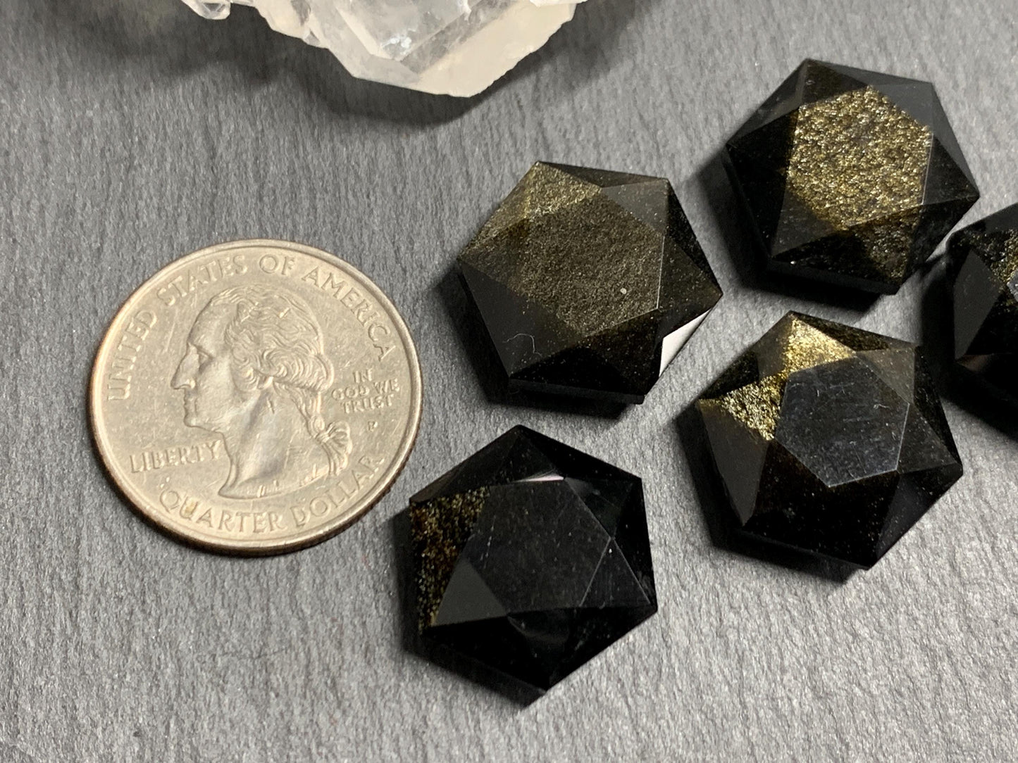 Gold Obsidian 18x21mm faceted from both sides - not a cabochon