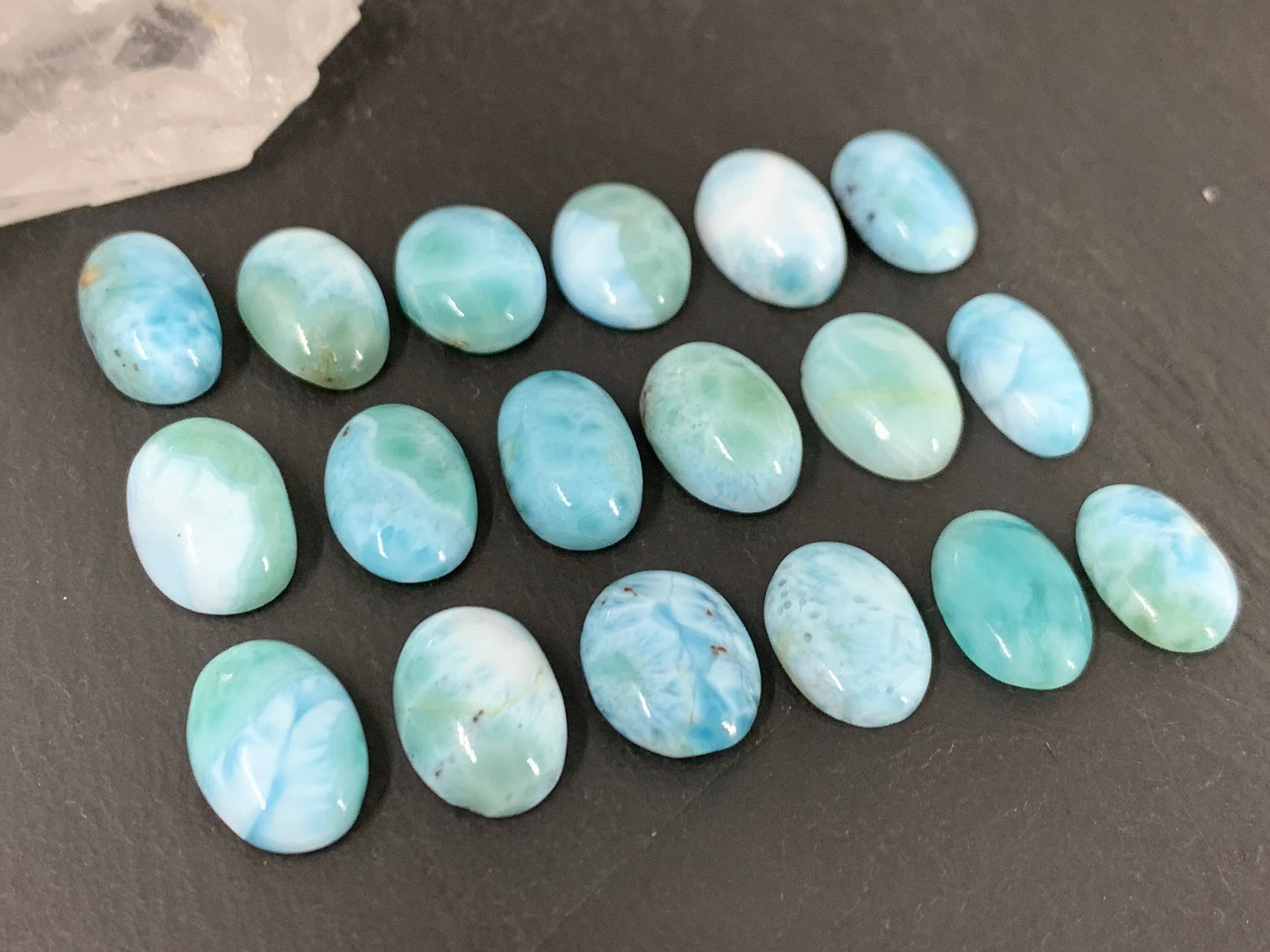 Larimar oval 14mm long cabochon