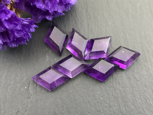 Faceted Amethyst rhombus 8x12mm cabochon