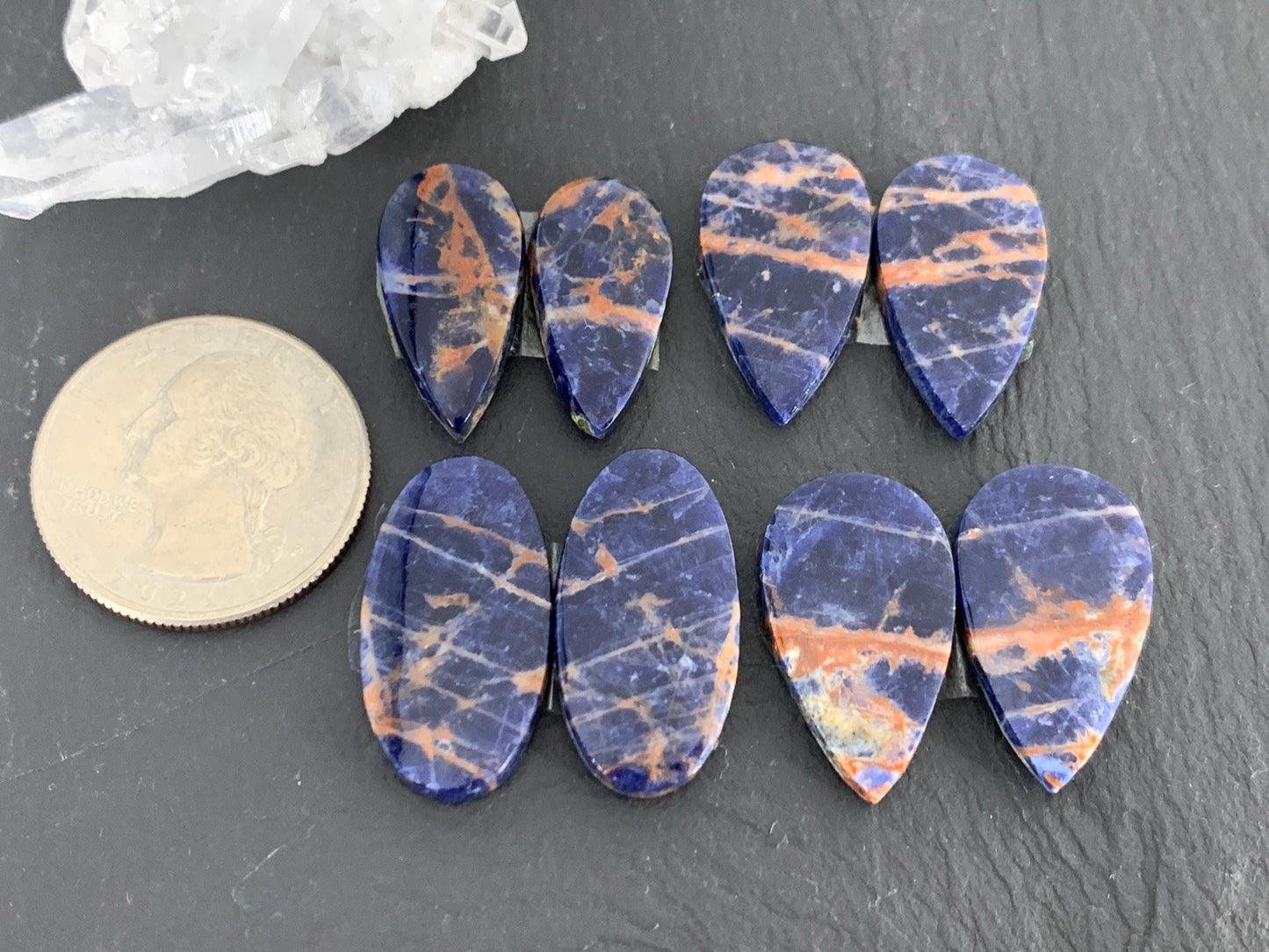 Natural Sodalite pair 22-25mm long cabochon