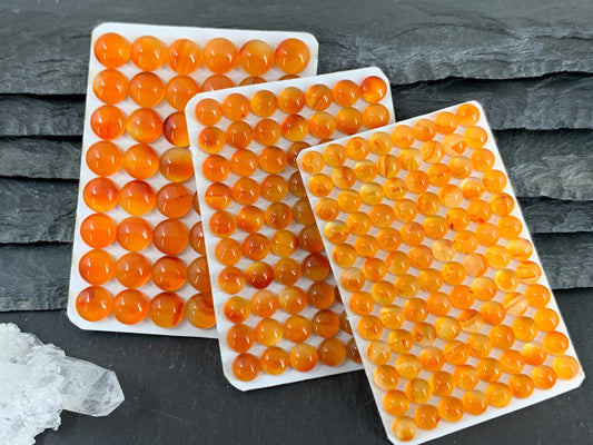 Carnelian round 5, 6, 8mm cabochon - Calibrated cabochons